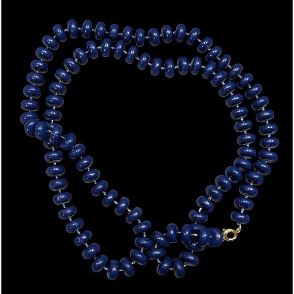 Retro Casual Navy Blue Beaded Lightweight Necklace - Picture 1 of 4